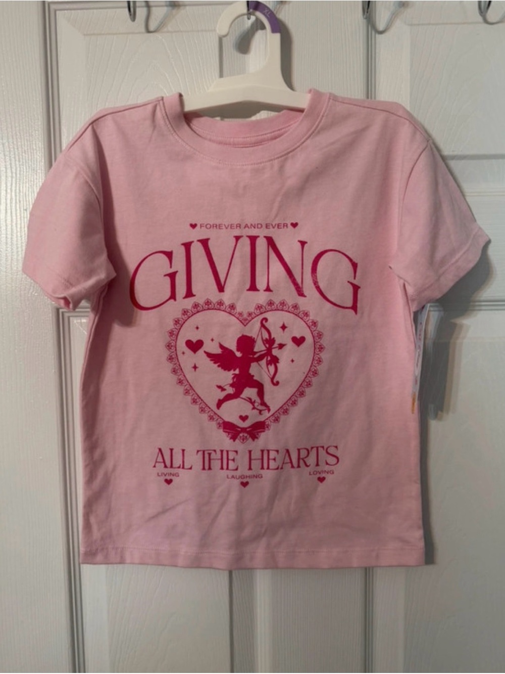 Cat & Jack Pink Graphic 'Giving' Heart Tee